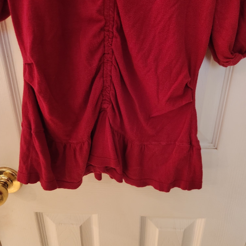 Women's Red Ruffled Top - Picture 7 of 13